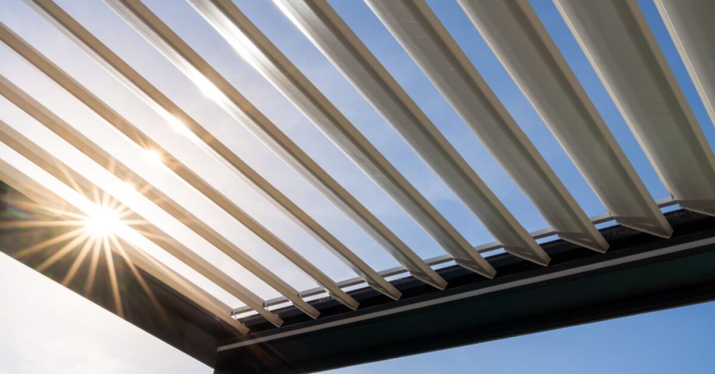 canopy from wooden levels against the sky