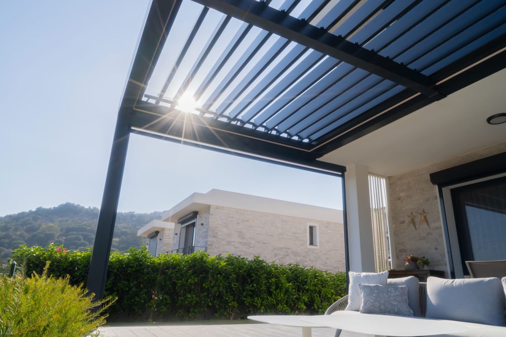 Pergola awning in the sunshine photo